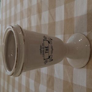 French country The' vase container jar 8" tall shabby chic cottagecore